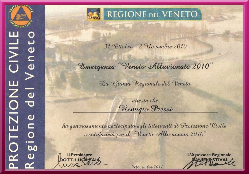 Attestato Regione del Veneto